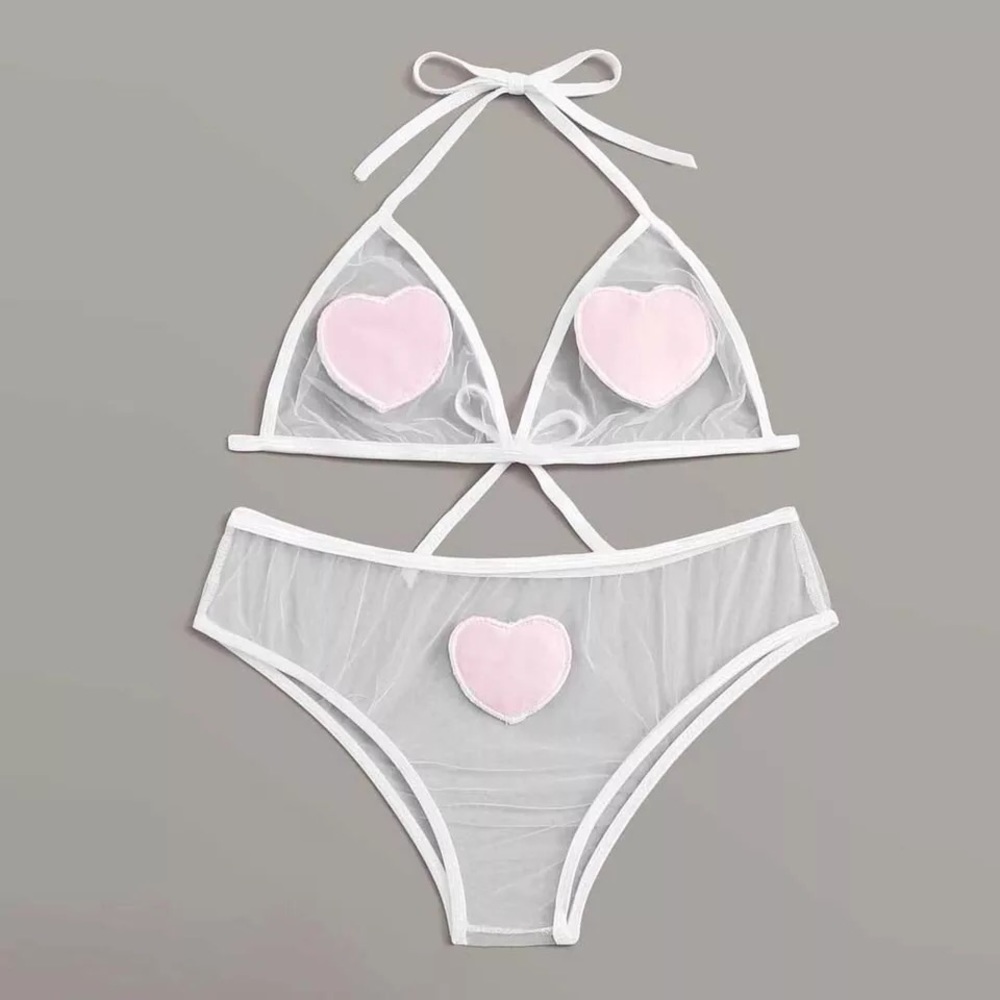 Hearts Mesh Lingerie set